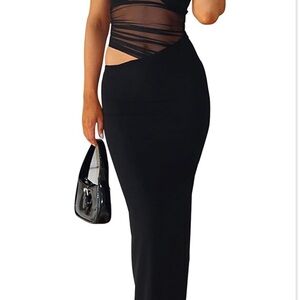 Black Sheer Cutout Maxi Dress